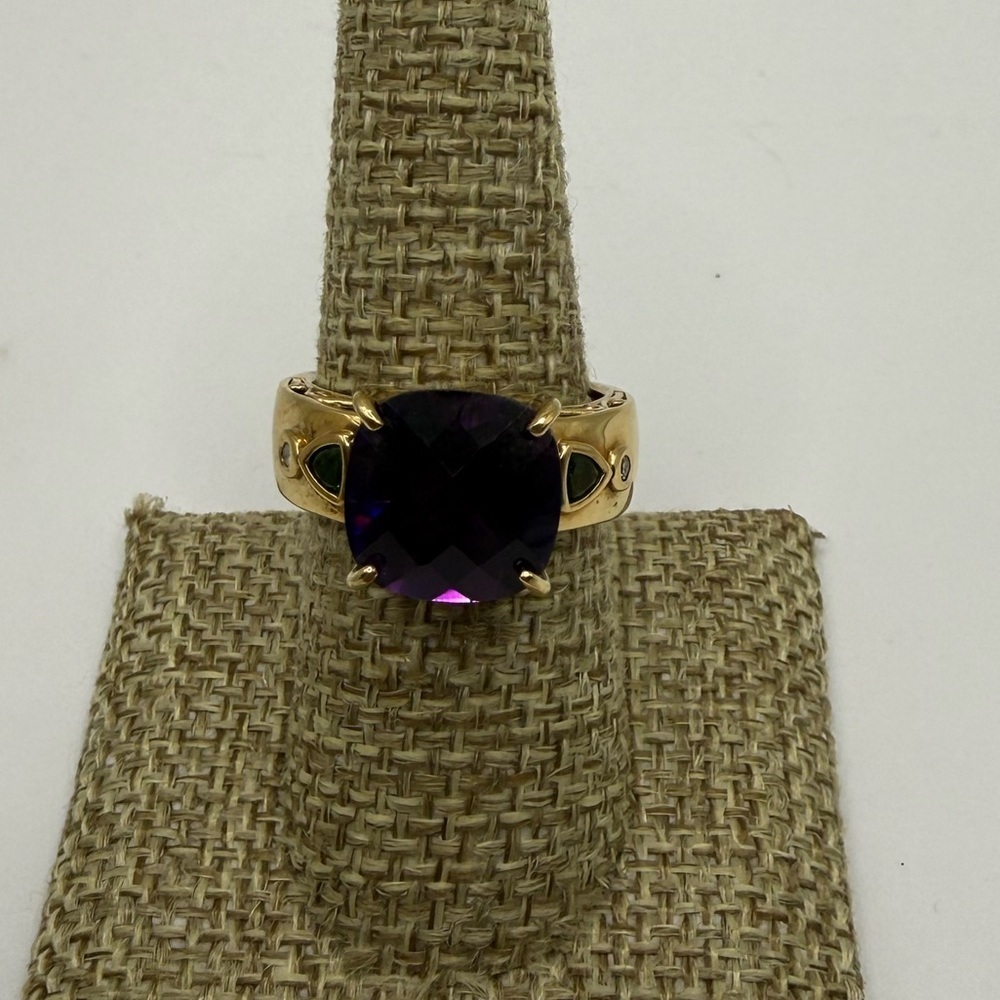 Gems En Vogue Amethyst 925 Gold Ring Sz 7.75
